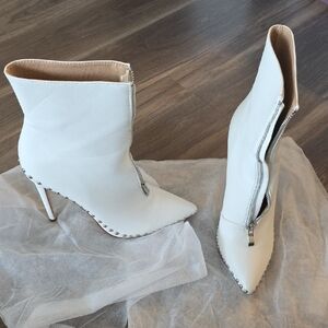 Elegant White Stiletto Ankle Boots